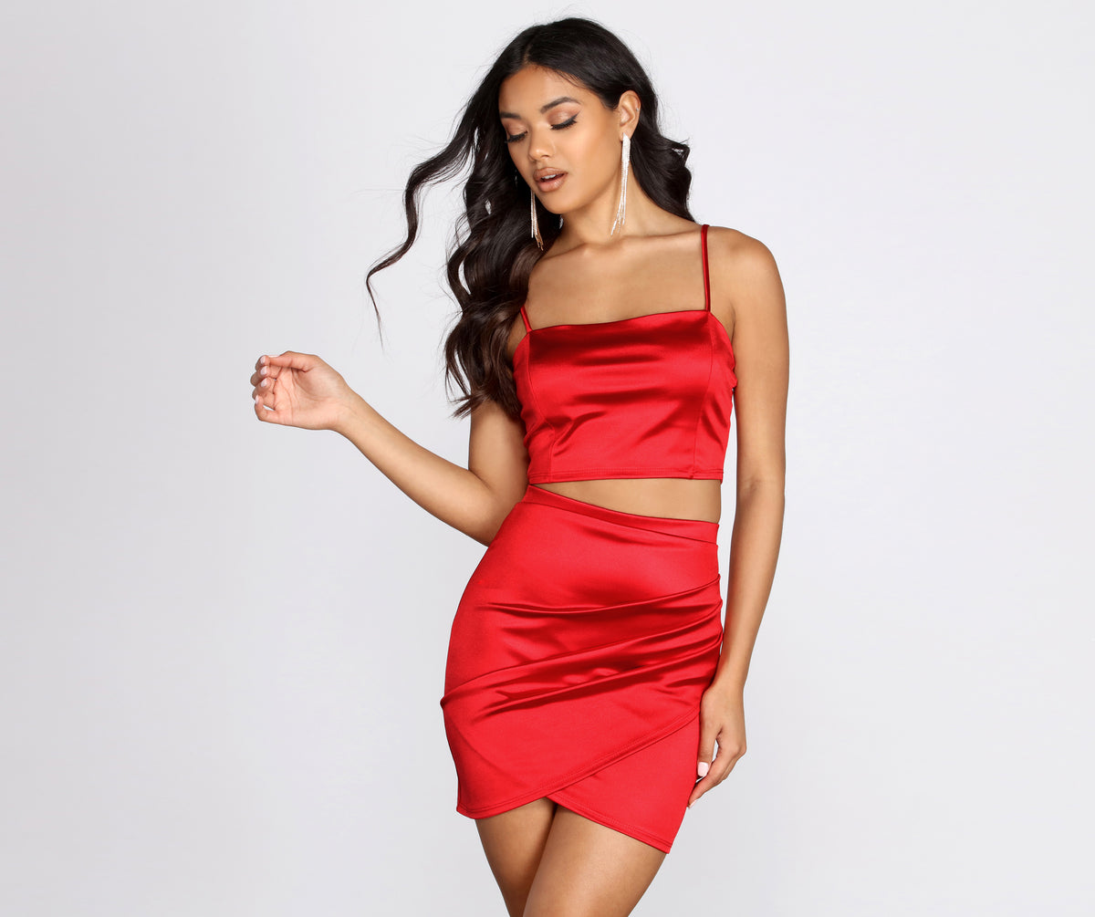 Sizzle In Satin Crop Top & Windsor