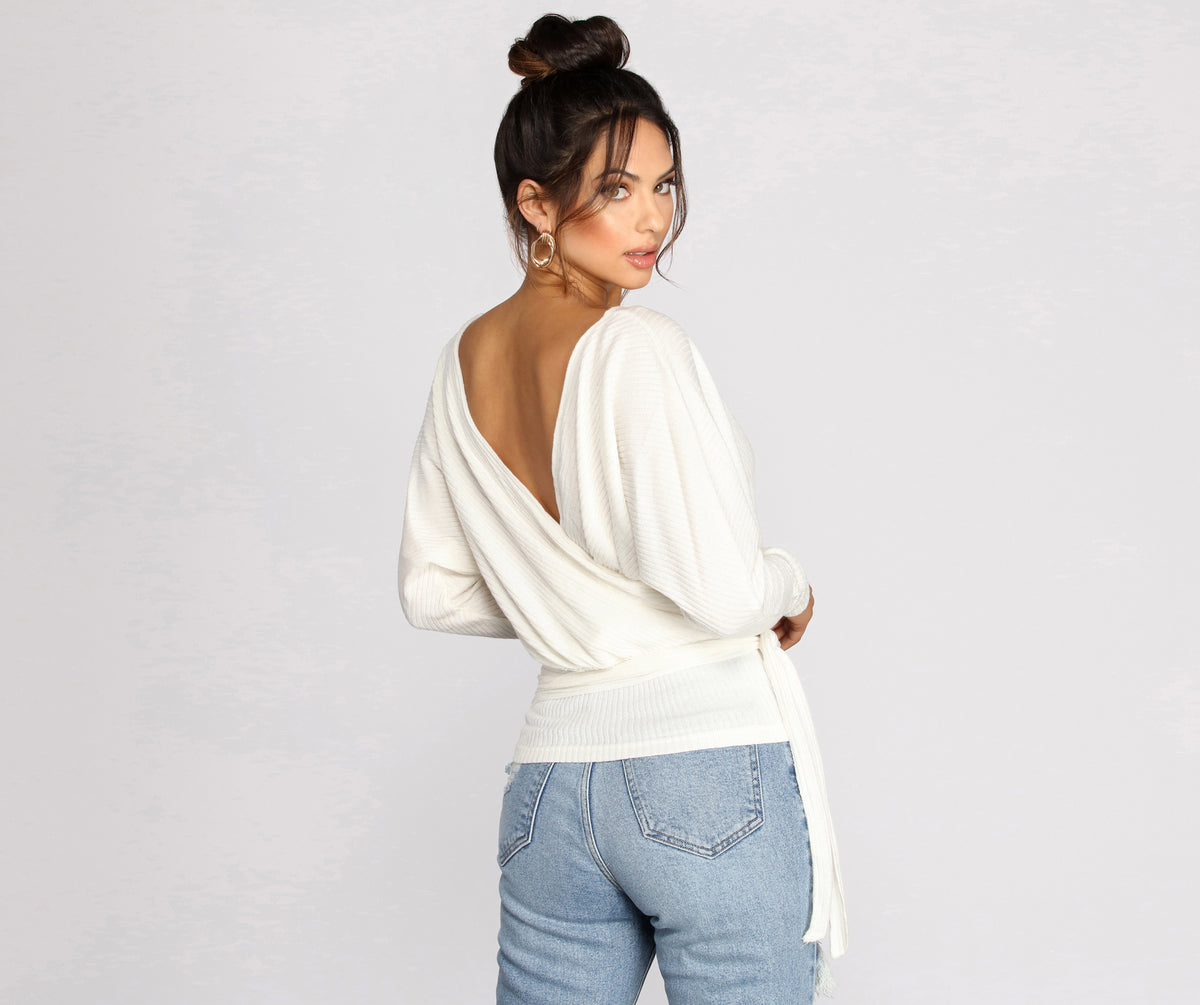 Wrapped Knit Surplice Top