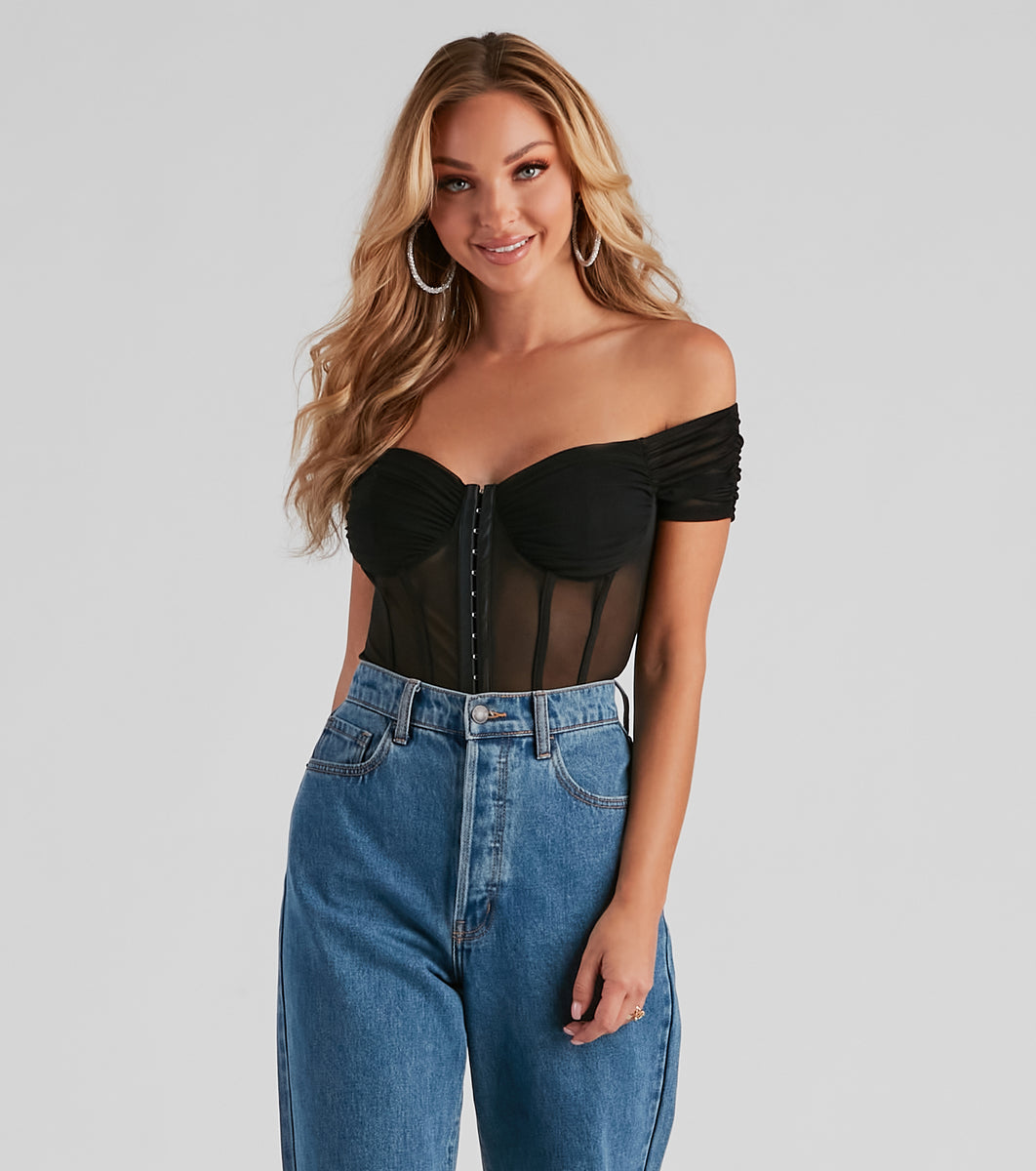 Gilly Hicks cutout bustier cotton bodysuit in black