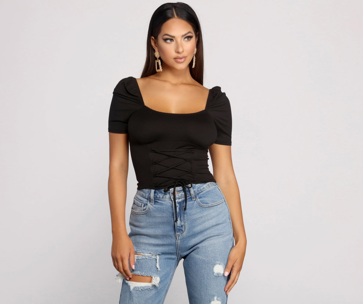 H&M Textured-weave Corset-style Top