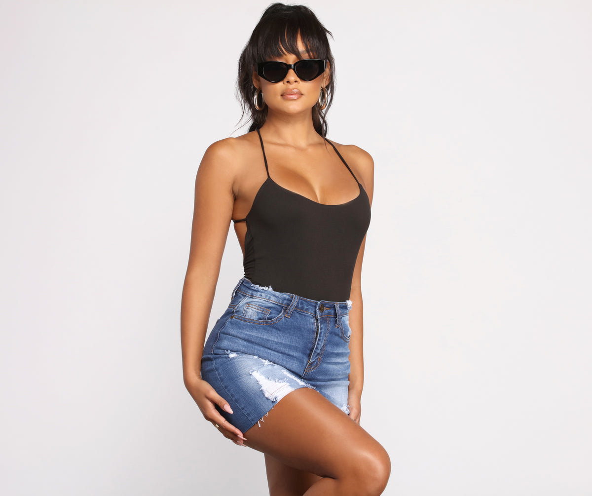 Sultry Style Strapless Satin Bodysuit