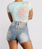 Be Cool Tie Dye Wrap Crop Top Tied Back