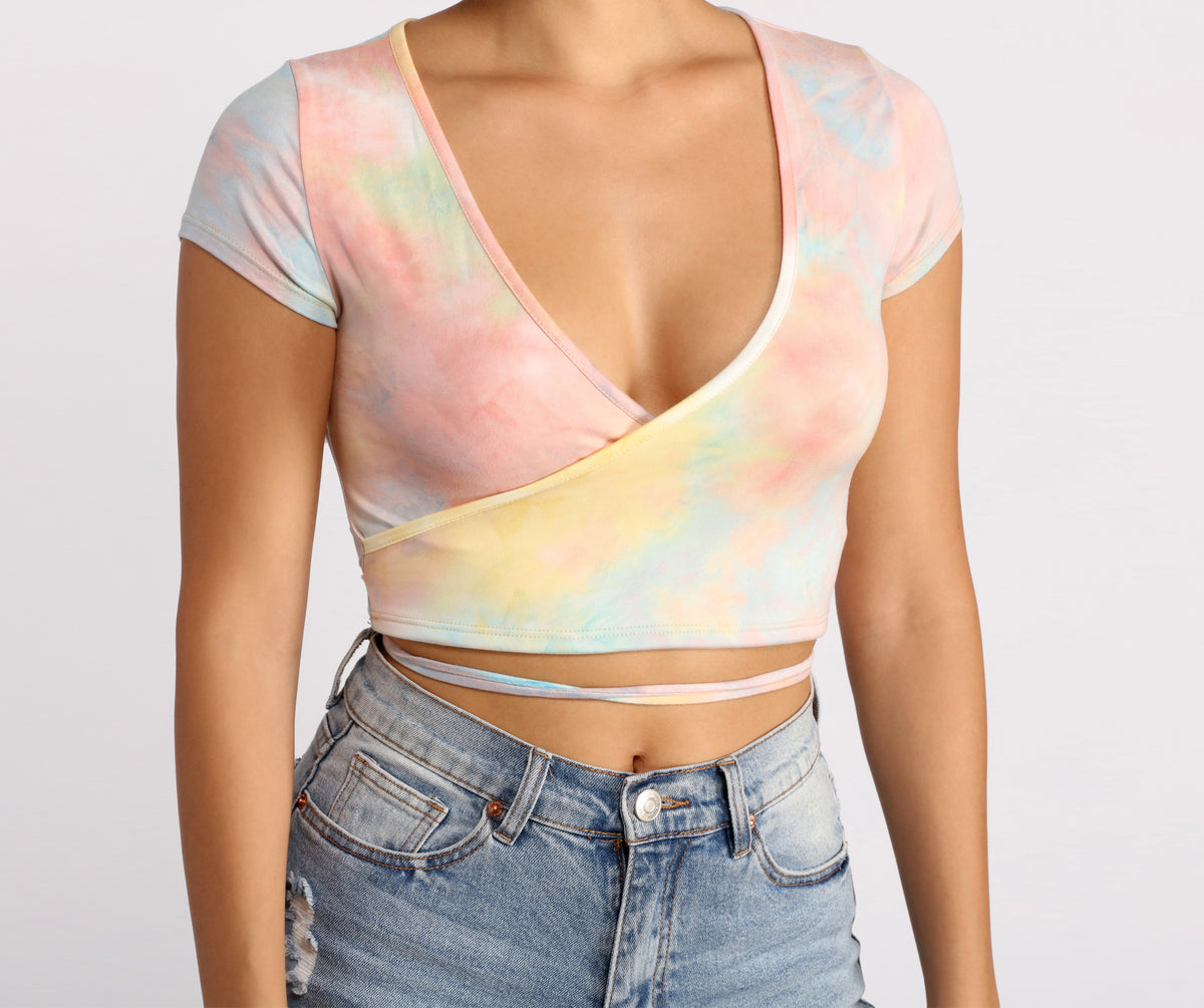 Be Cool Tie Dye Wrap Crop Top