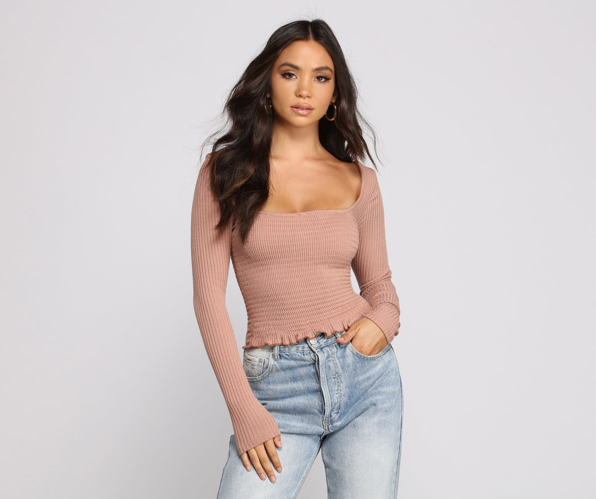 Easy Cozy Ribbed V-Neck Top