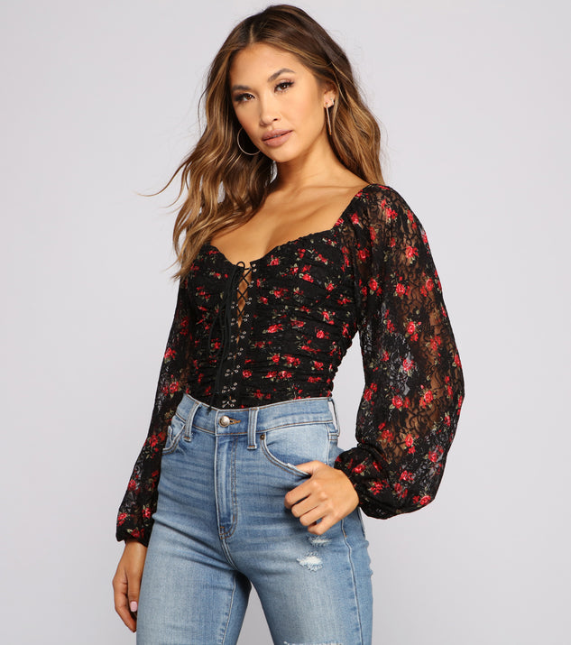 The Lace is On Floral Sweetheart Bodysuit