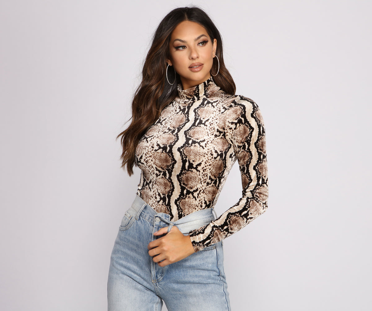 Francesca's Dezie Snake Print Bodysuit