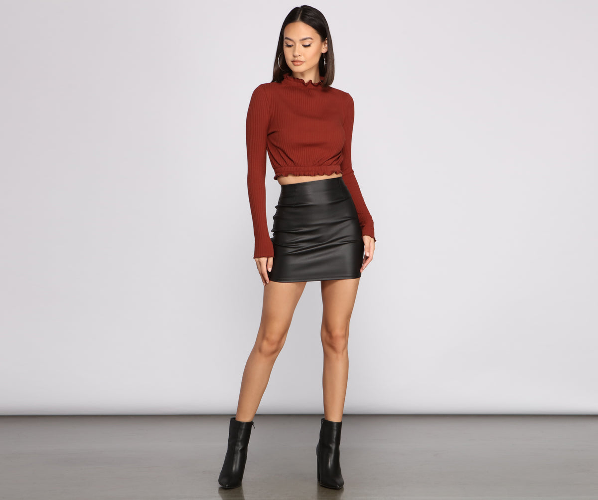 Windsor Irresistible Babe Faux Leather Crop Top