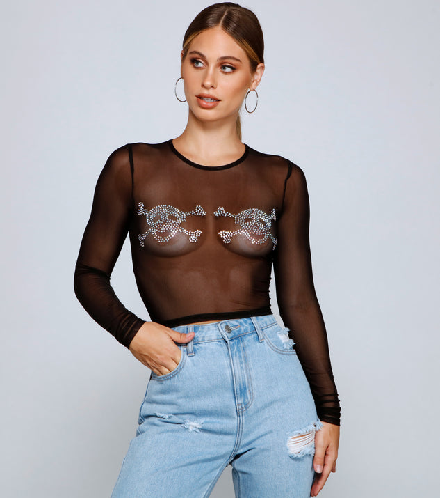 With fun and flirty details, Night Of The Spirited Skulls Mesh Top shows off your unique style for a trendy outfit for the summer season!