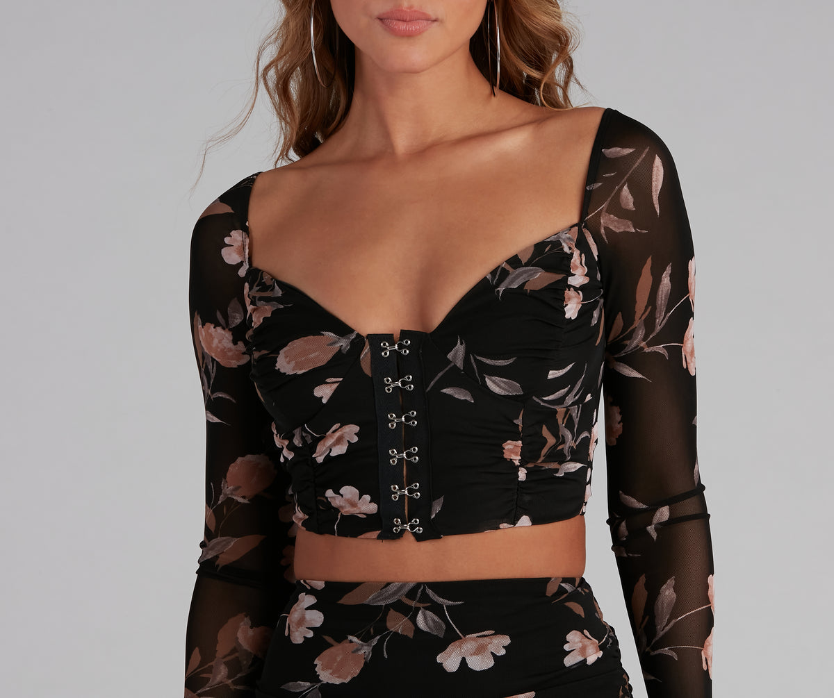 Lily Girl Mesh Floral Corset Top