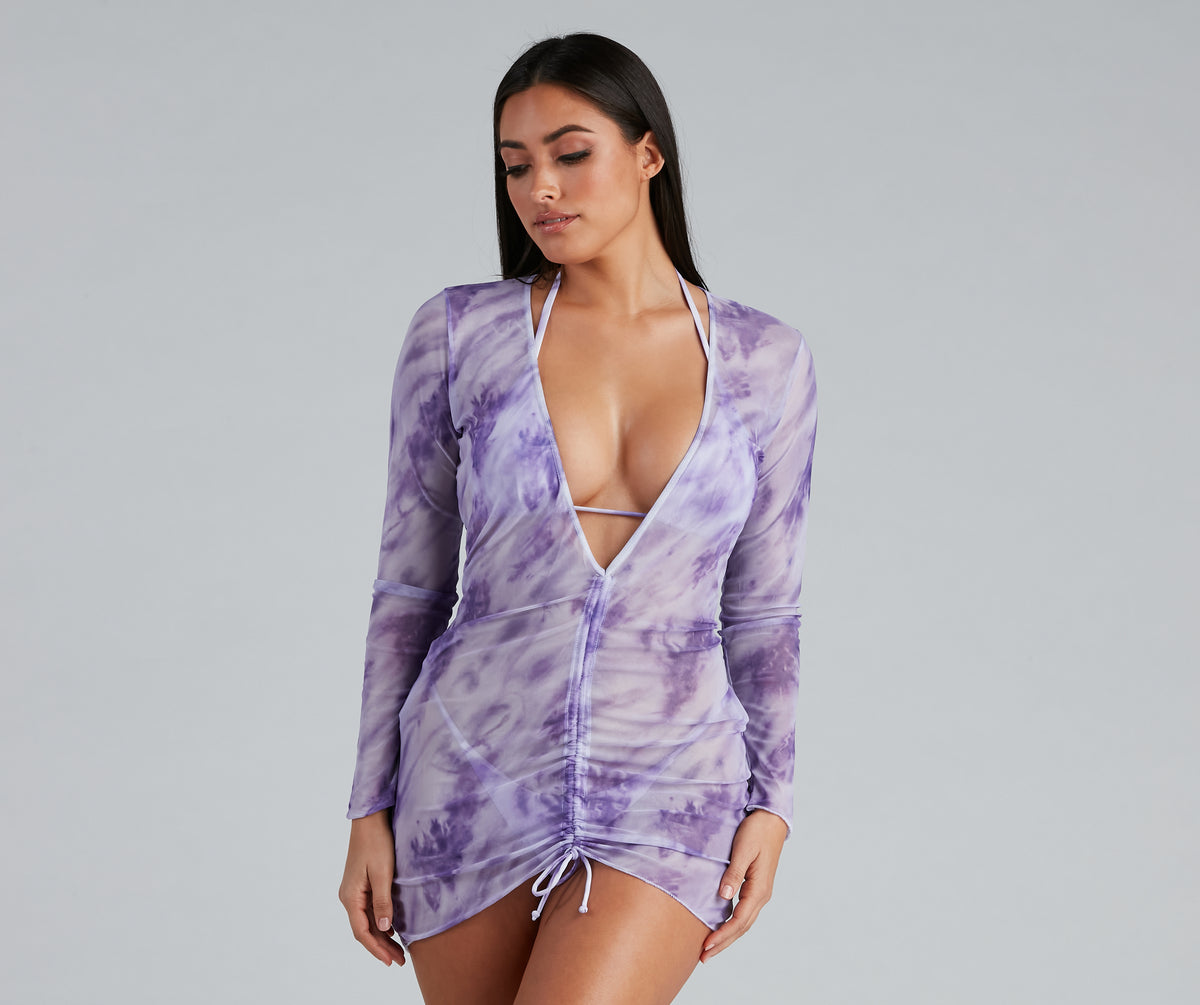 On Cloud Nine Mesh Ruched Cover-Up