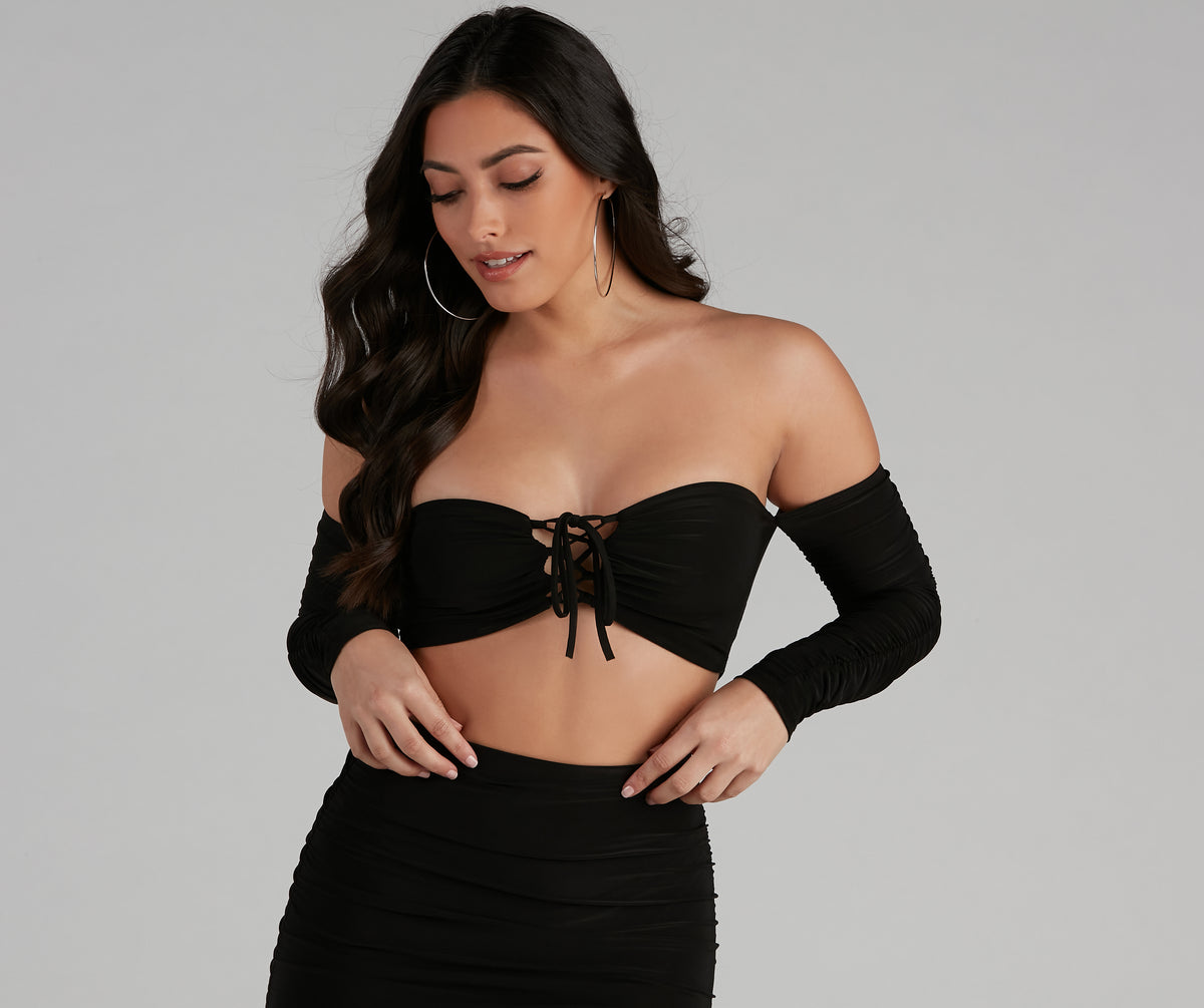 Taking The Plunge Lace-Up Crop Top