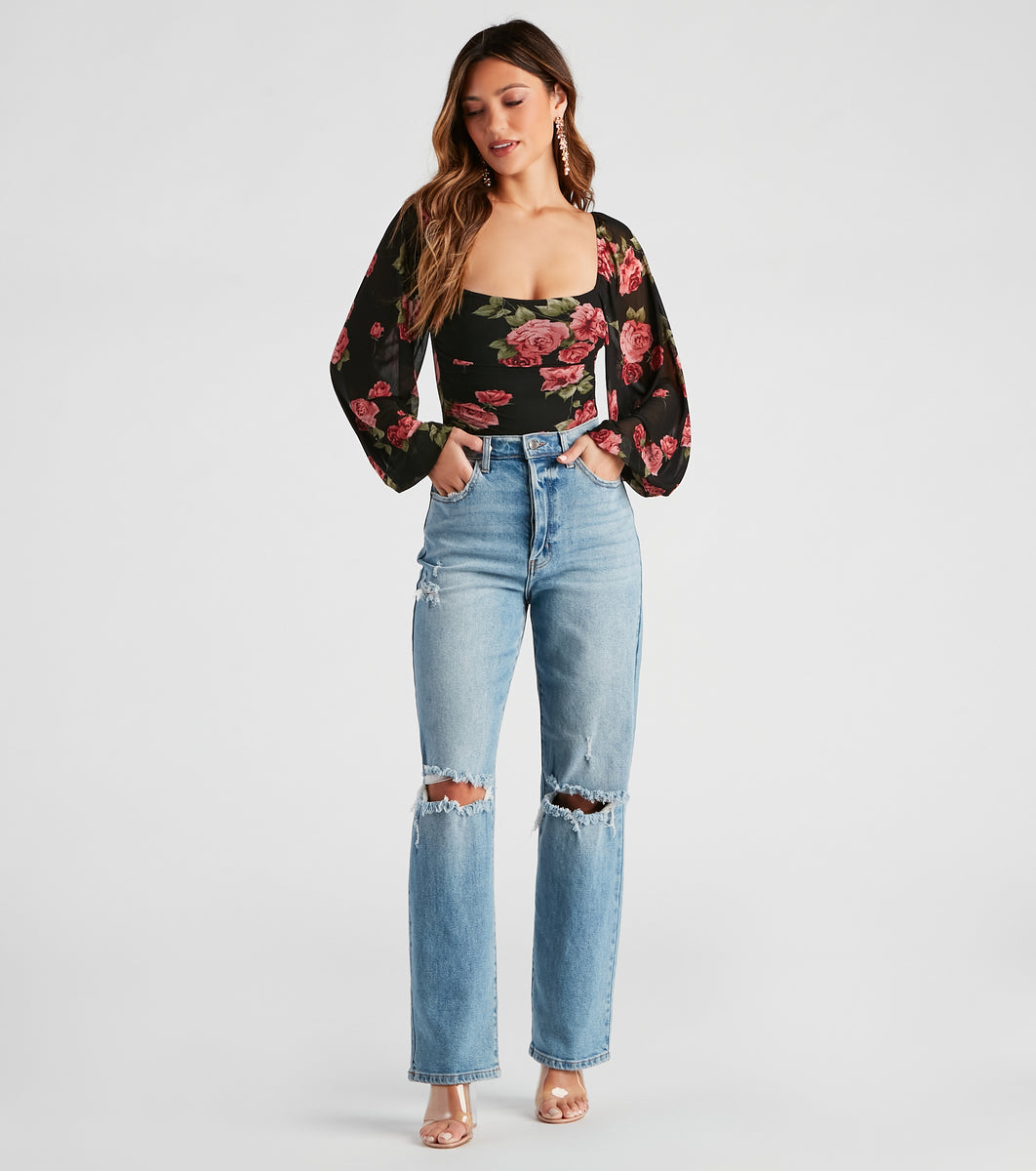 Budding Romance Floral Mesh Bodysuit