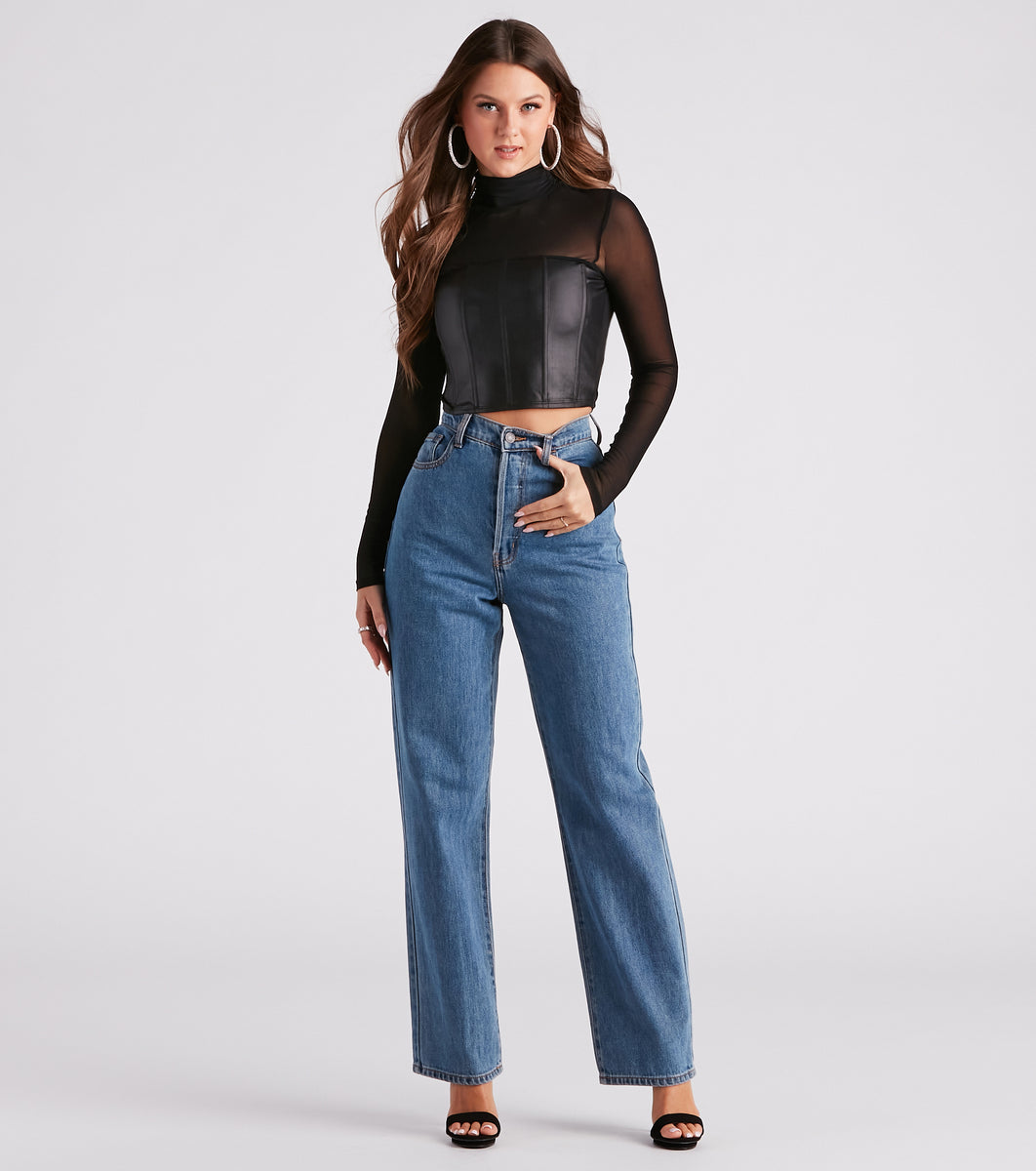 Windsor High Roads Faux Leather Corset Crop Top