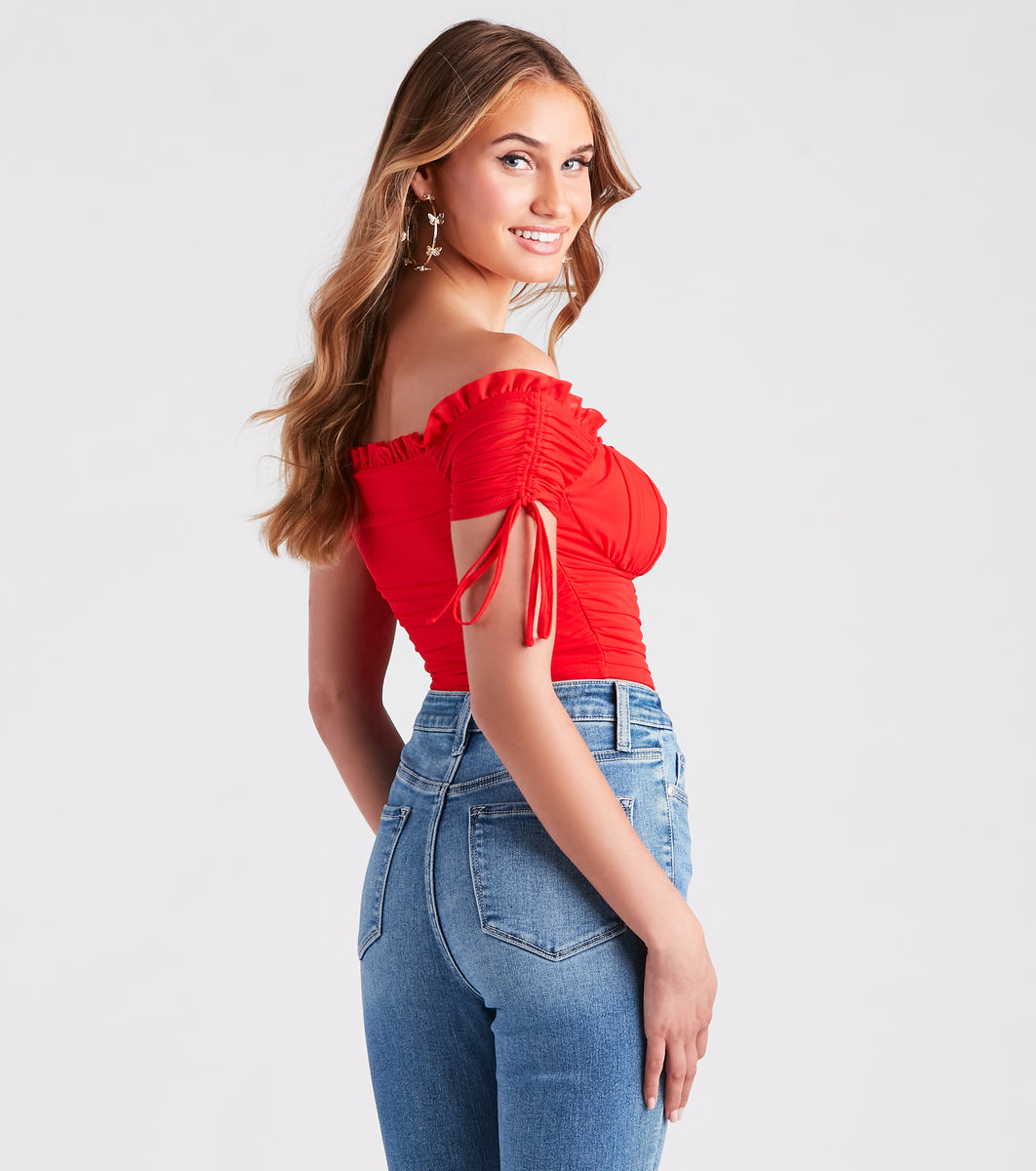 Hooked Ruched Crop Top