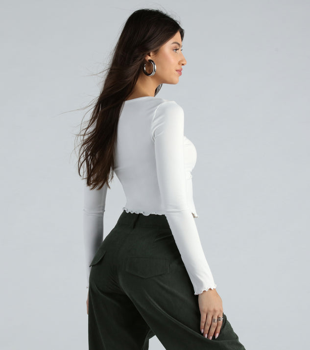 NZSALE  AIM'N OAT WHITE LUXE SEAMLESS CROPPED LONG SLEEVE