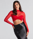 Whether fitted or flowy, the Sultry And Sheer Mesh Long Sleeve Crop Top is a long-sleeve top that offers endless styling options as a layer or a standalone piece to elevate your outfit for the season.