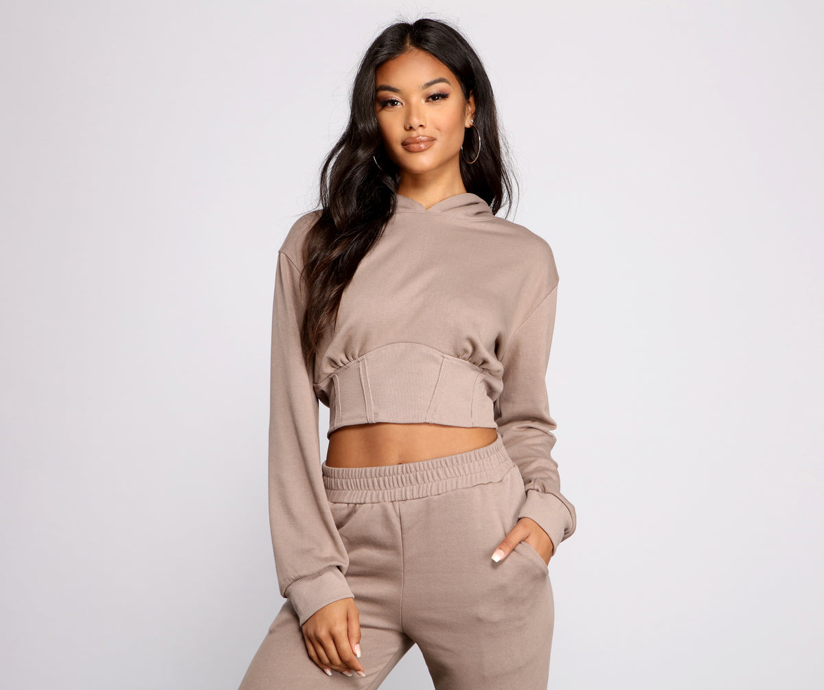 Windsor Looking Sweet Corset Crop Hoodie