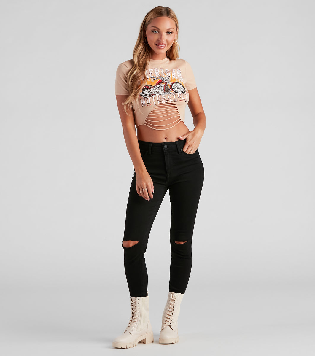 Biker Babe Cropped Graphic Tee