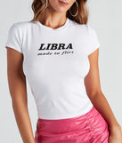 With fun and flirty details, Libra Knit Graphic Tee shows off your unique style for a trendy outfit for the summer season!