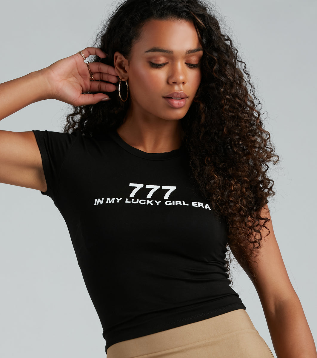 My Lucky Girl Era 777 Graphic Crop Tee