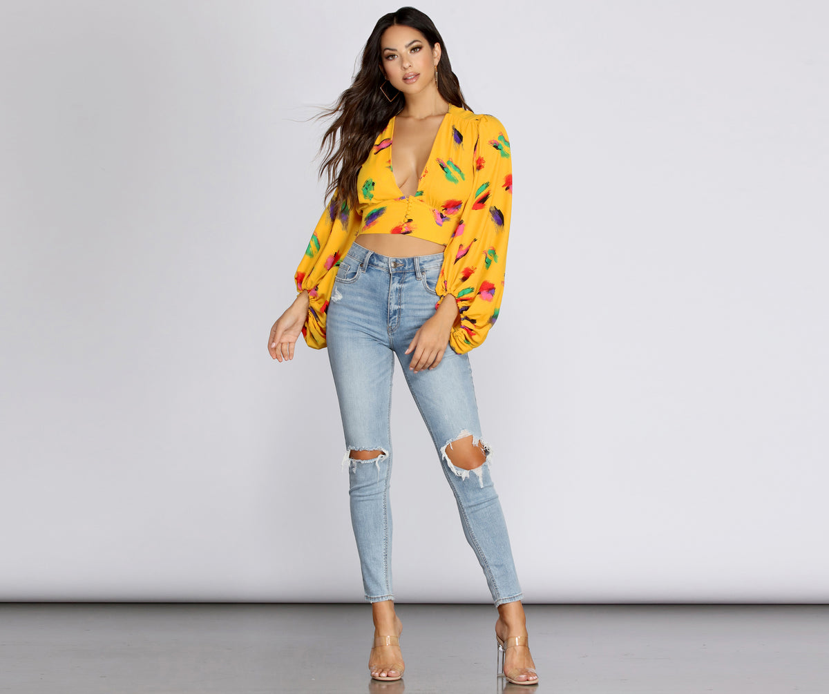 Artsy Girl Balloon Sleeve Blouse