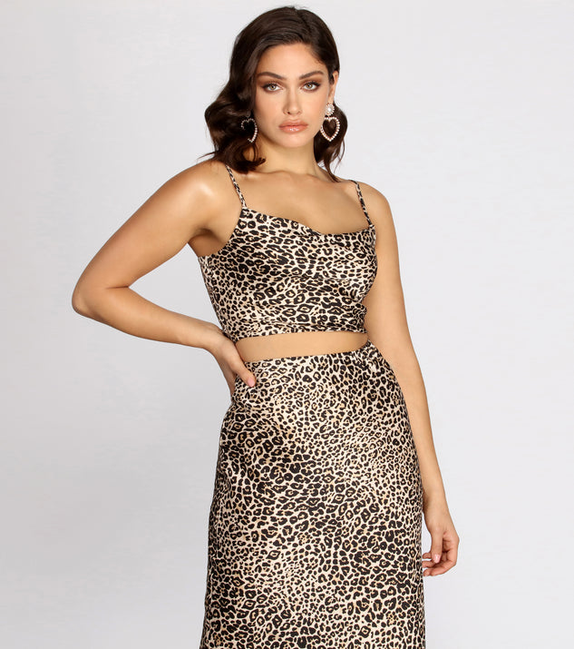 You’ll look stunning in the Feline Myself Satin Leopard Crop Top when paired with its matching separate to create a glam clothing set perfect for a New Year’s Eve Party Outfit or Holiday Outfit for any event!