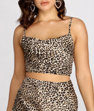 With fun and flirty details, Feline Myself Satin Leopard Crop Top shows off your unique style for a trendy outfit for the summer season!