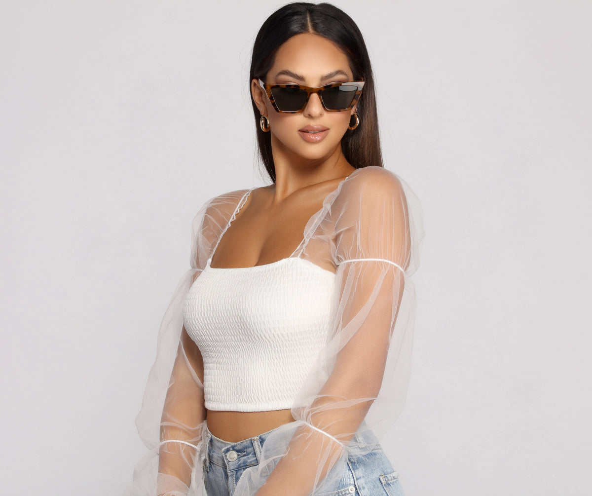 Statement Stunner Smocked Puff Sleeve Crop Top