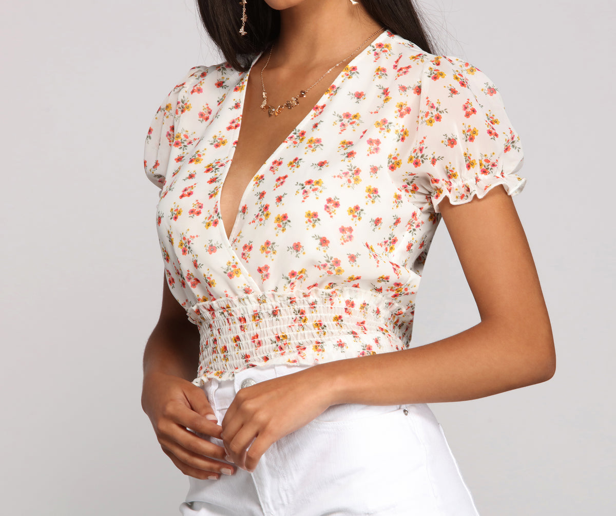 Florals On The Mind Surplice Top