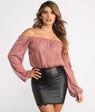 Off The Shoulder Long Sleeve Chiffon Bodysuit helps create the best bachelorette party outfit or the bride's sultry bachelorette dress for a look that slays!