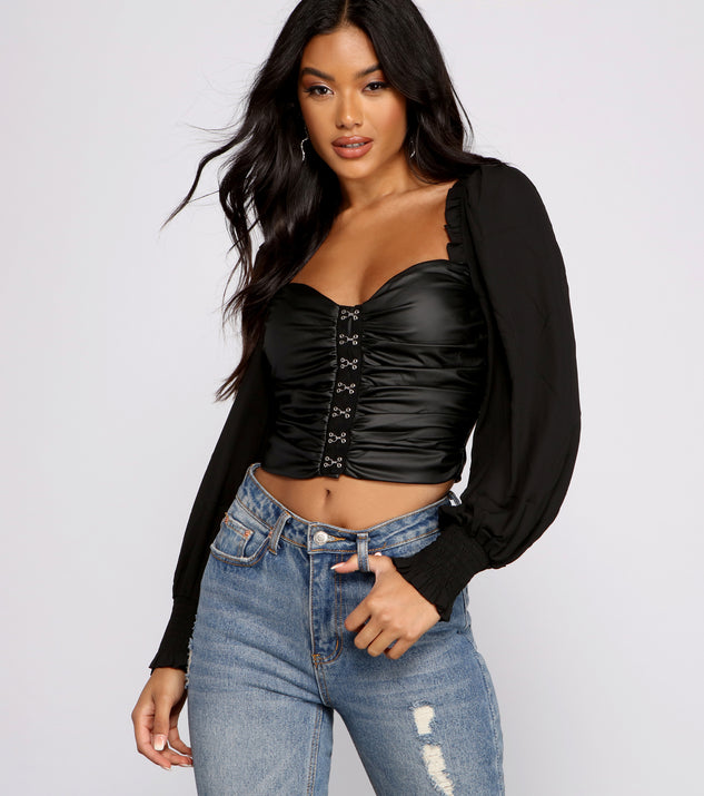 PULL UP FAUX LEATHER CROP TOP