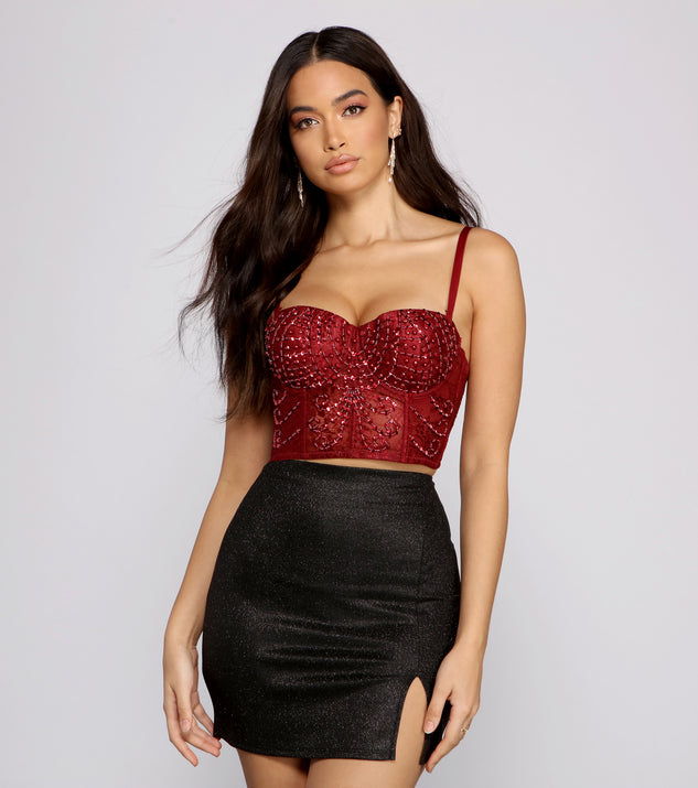 Windsor Clear Sign Strapless Sequin Corset Top