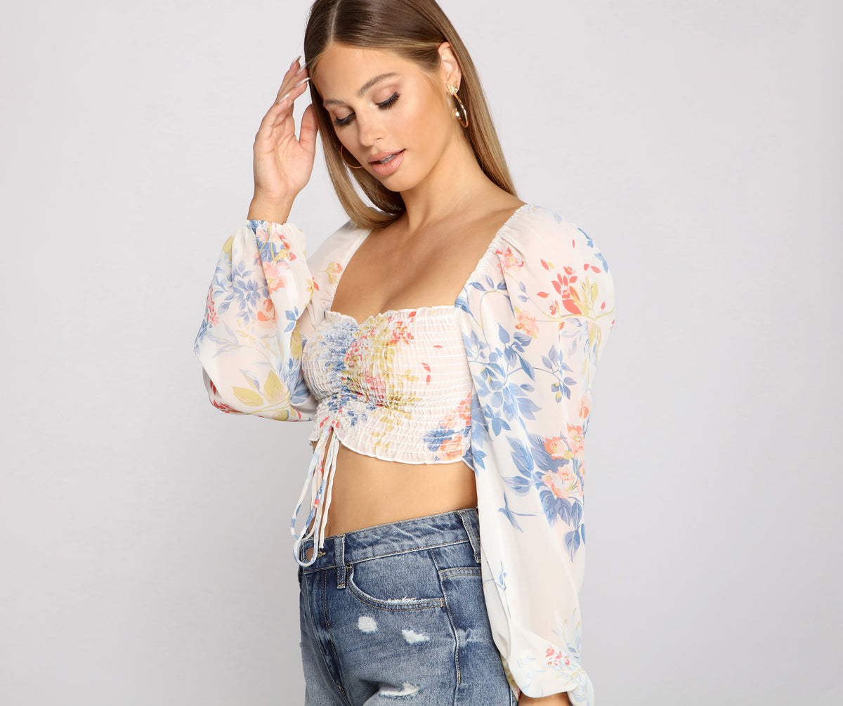 Sweet Vibes Floral Chiffon Crop Top