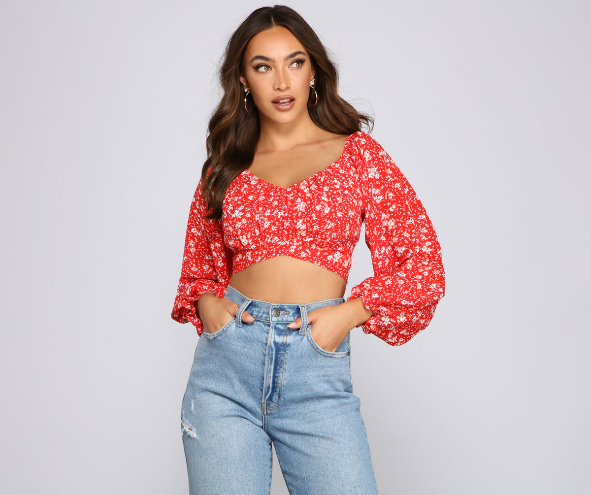 Pretty Fab Off The Shoulder Ditsy Floral Top