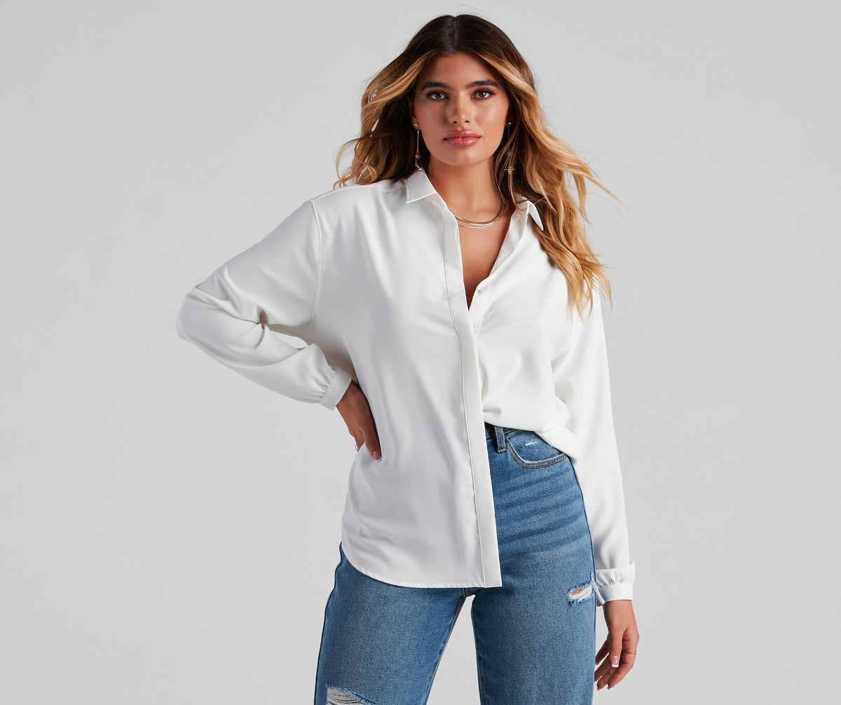 Office Chic Collared Button Up Blouse