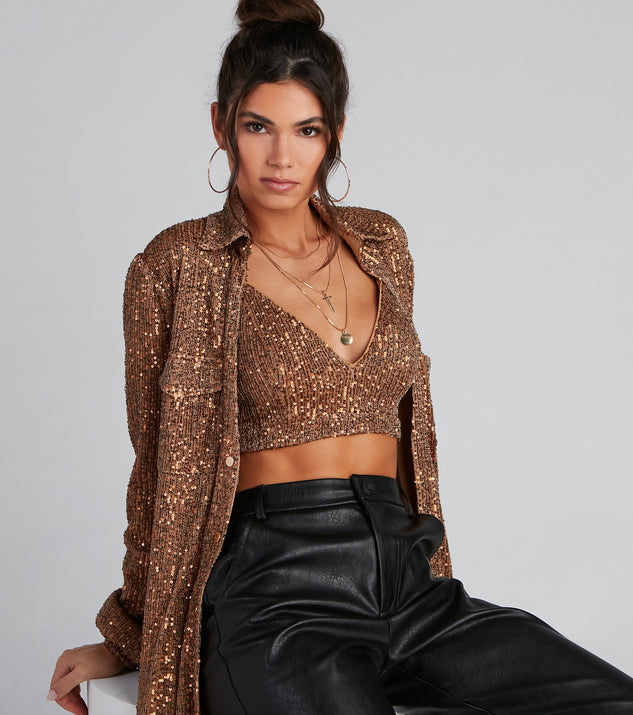 Sequin best sale knit top