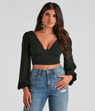 With fun and flirty details, Chic Look Chiffon Sleeve Crop Top shows off your unique style for a trendy outfit for the summer season!