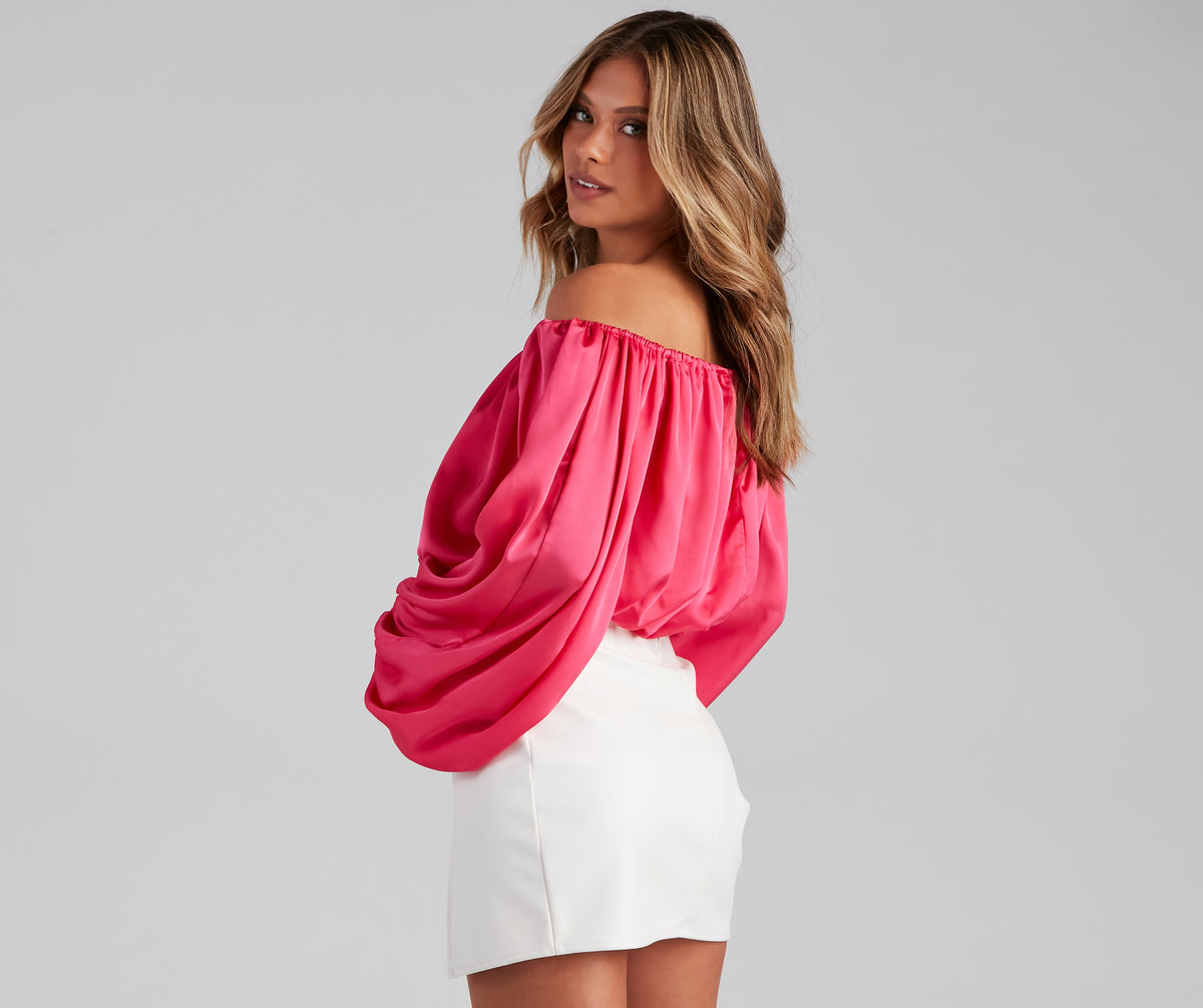 Luxe Satin Off The Shoulder Top