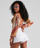 Creamsicle Puff Sleeve Tie-Front Top is a trendy pick to create 2023 festival outfits, festival dresses, outfits for concerts or raves, and complete your best party outfits!