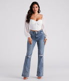 With fun and flirty details, Breezy Chiffon Cropped Corset Blouse shows off your unique style for a trendy outfit for the summer season!