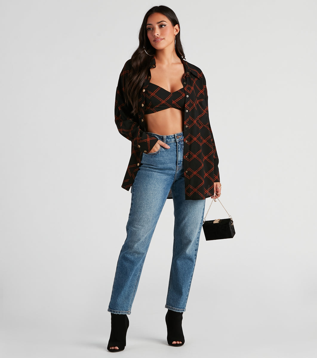 All The Trendy Vibes Button-Up Top
