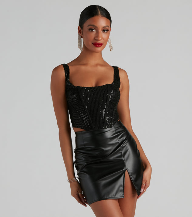 Sequined corset top - Black - Ladies