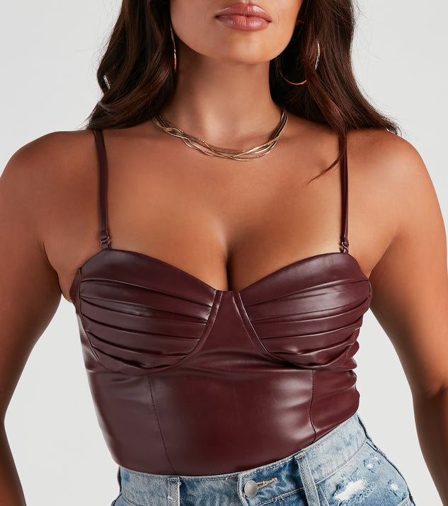 Burgundy Faux Leather Corset Bustier /burgundy Sleeve Corset Bustier  /burgundy Leather Bell Sleeve Bustier Corset /party Prom Night Bustier -   Canada