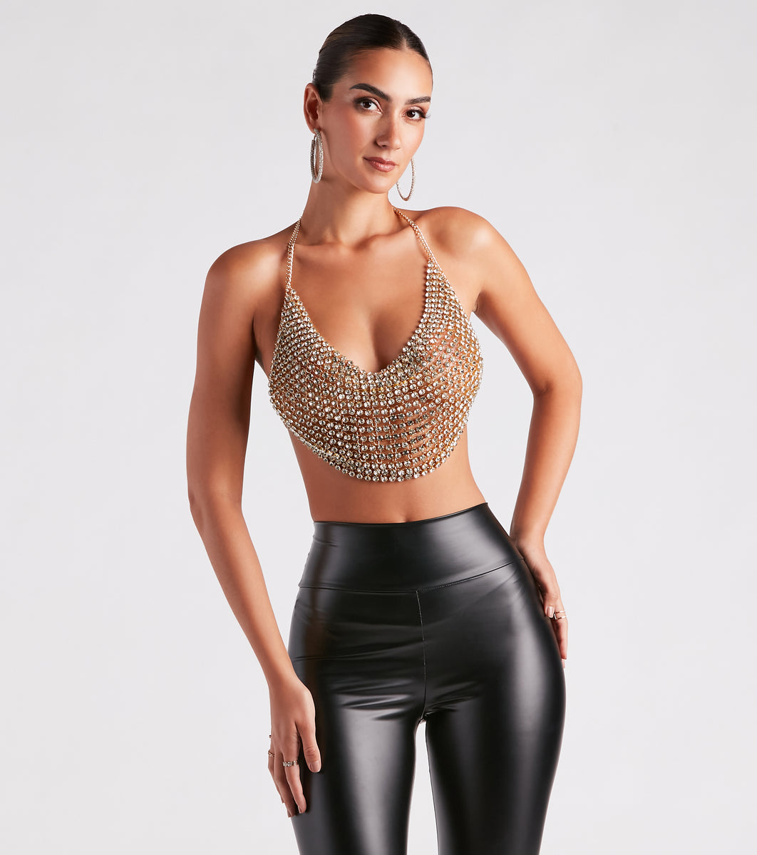 Party Calls For Rhinestone Chainmail Top