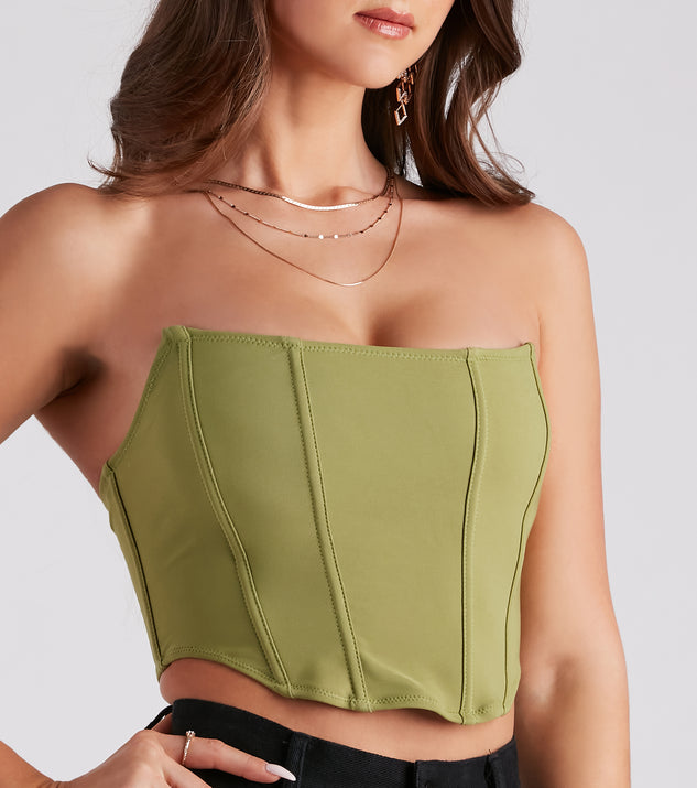 Lace up corset top, Pine Green