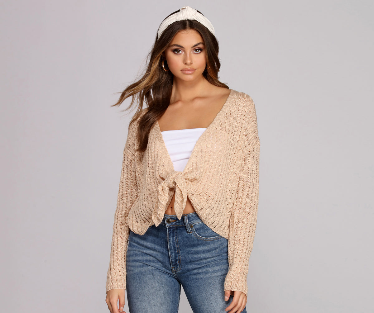 Tie-Front Sweater-Knit Top