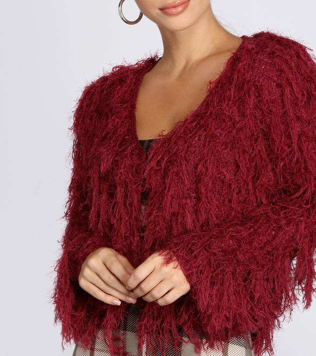 Burgundy 2024 shaggy cardigan