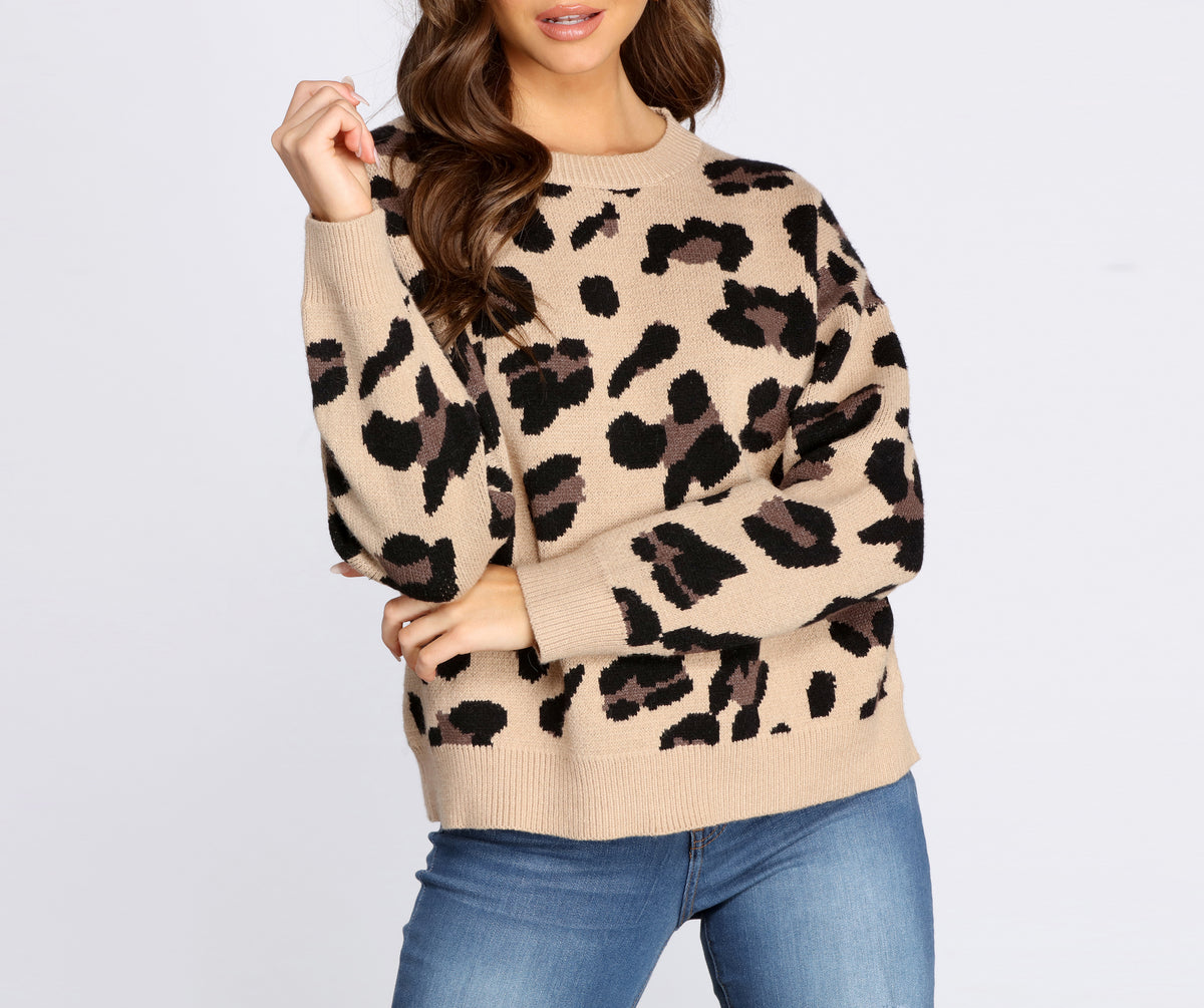 Stay Wild Leopard Print Sweater