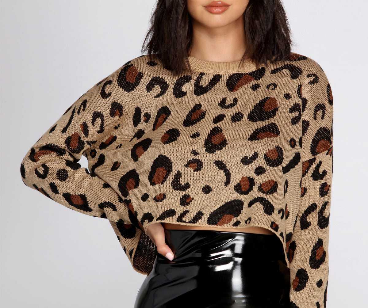 Living Leopard Print Crop Sweater