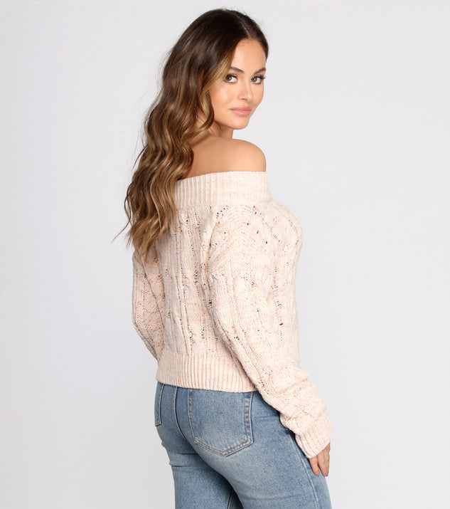 Off The Shoulder Cable Knit Sweater & Windsor